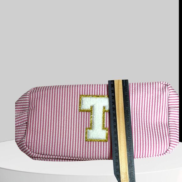 Cosmetic Bag 2 piece Initial T on Both Preppy.  Gift for Friend, Family Teacher - Picture 5 of 7